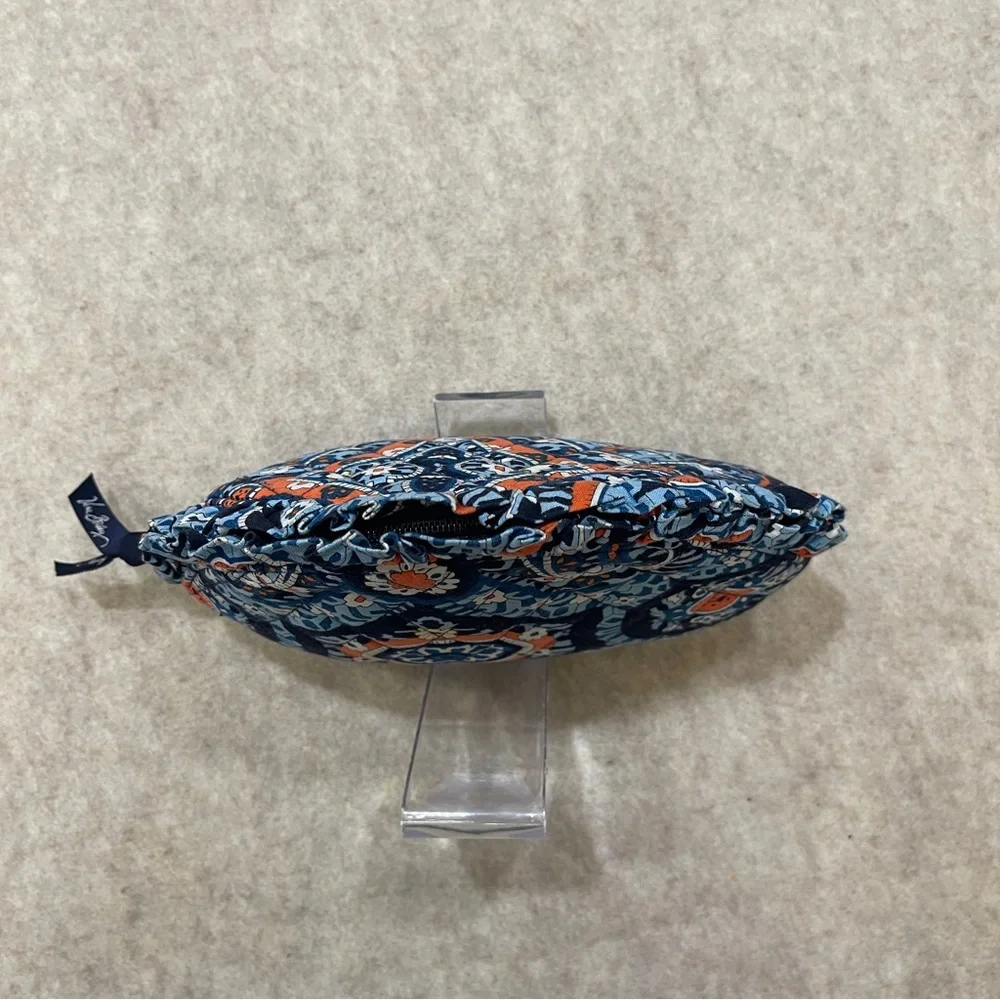 Vera Bradley Medium Ruffle Zip Dome Cosmetic Case  Marrakesh Blue Orange White